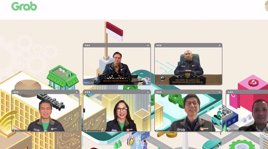 Peresmian Kerja Sama Strategis Grab dan Emtek Berdayakan UMKM di Ekosistem Digital” secara virtual di Jakarta, Senin (26/7/2021). (Dok: tangkapan layar Garb)