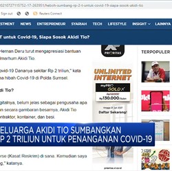 Keluarga Akidi Tio Sumbang Rp 2 Triliun Bagi Penanganan Covid