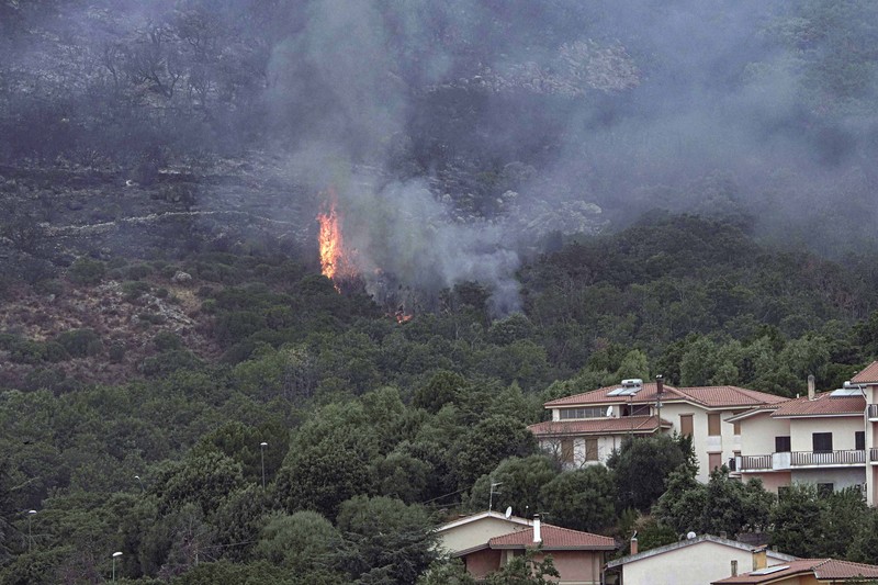 Kebakaran dipedesaan di Cuglieri, Sardinia, Italia. (AP/Alessandro Tocco)