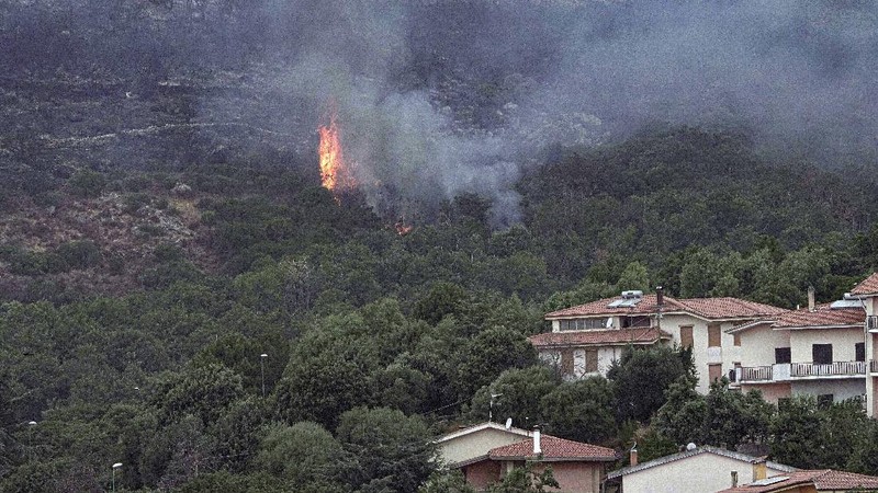 Kebakaran dipedesaan di Cuglieri, Sardinia, Italia. (AP/Alessandro Tocco)