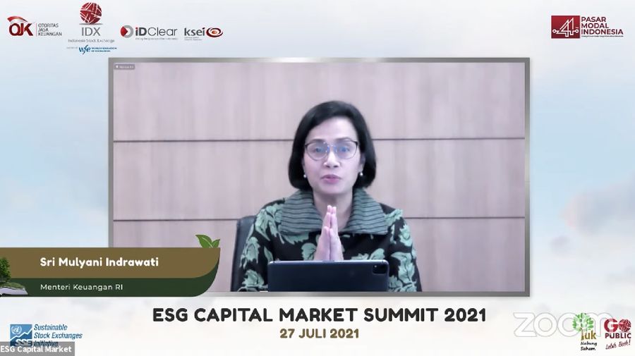 Sri Mulyani dalam acara ESG Capital Market Summit 2021. (Dok: Youtube Indonesia Stock Exchange)
