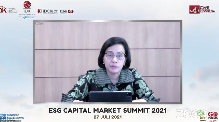 Sri Mulyani dalam acara ESG Capital Market Summit 2021. (Dok: Youtube Indonesia Stock Exchange)