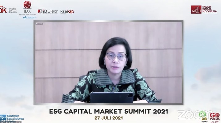 Sri Mulyani dalam acara ESG Capital Market Summit 2021. (Dok: Youtube Indonesia Stock Exchange) Sri Mulyani dalam acara ESG Capital Market Summit 2021. (Dok: Youtube Indonesia Stock Exchange)