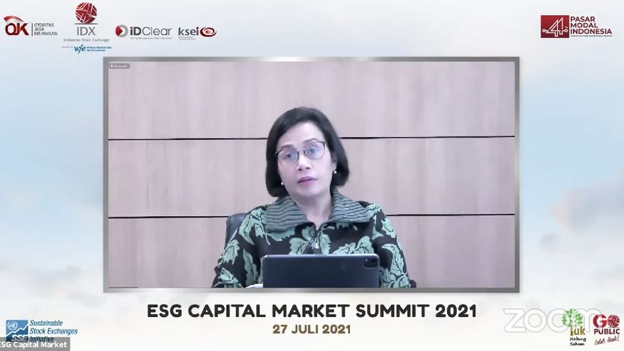 Sri Mulyani dalam acara ESG Capital Market Summit 2021. (Dok: Youtube Indonesia Stock Exchange)