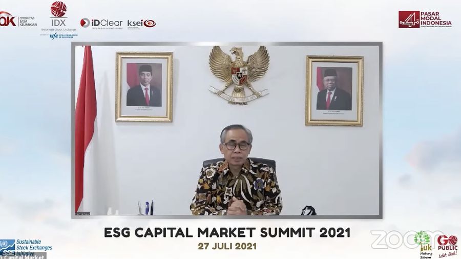Wimboh Santoso dalam acara ESG Capital Market Summit 2021. (Dok: Youtube Indonesia Stock Exchange)