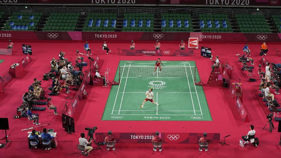 Anthony Ginting di ajang Olimpiade Tokyo 2020. (AP/Dita Alangkara)