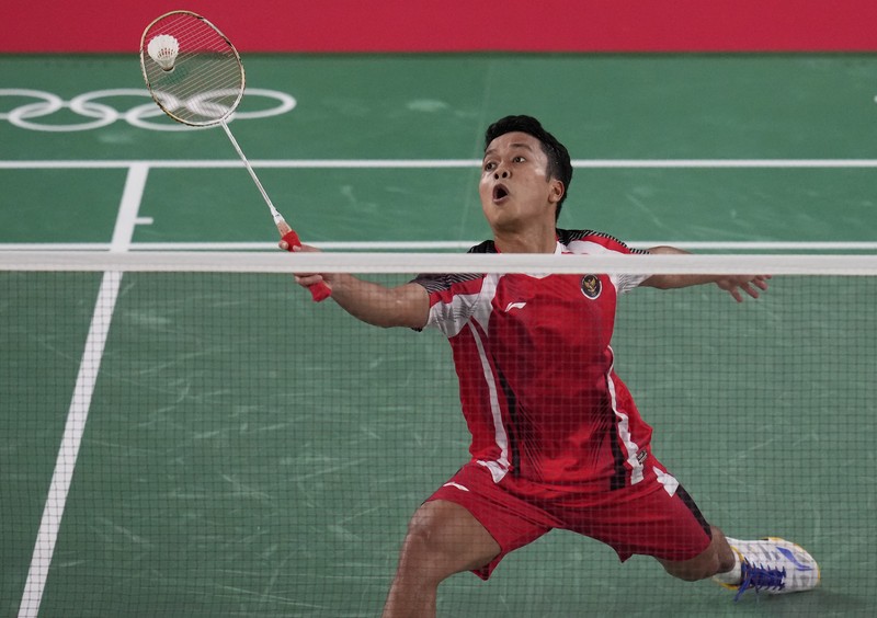 Anthony Ginting di ajang Olimpiade Tokyo 2020. (AP/Dita Alangkara)