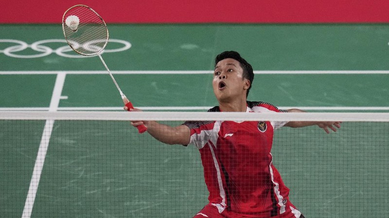 Anthony Ginting di ajang Olimpiade Tokyo 2020. (AP/Dita Alangkara)