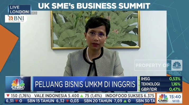 Chairman of ISME UK Enggi Holt dalam acara UMKM Go Global Bersama BNI. (Dok: Tangkapan layar CNBC Indonesia TV) Chairman of ISME UK Enggi Holt dalam acara UMKM Go Global Bersama BNI. (Dok: Tangkapan layar CNBC Indonesia TV)