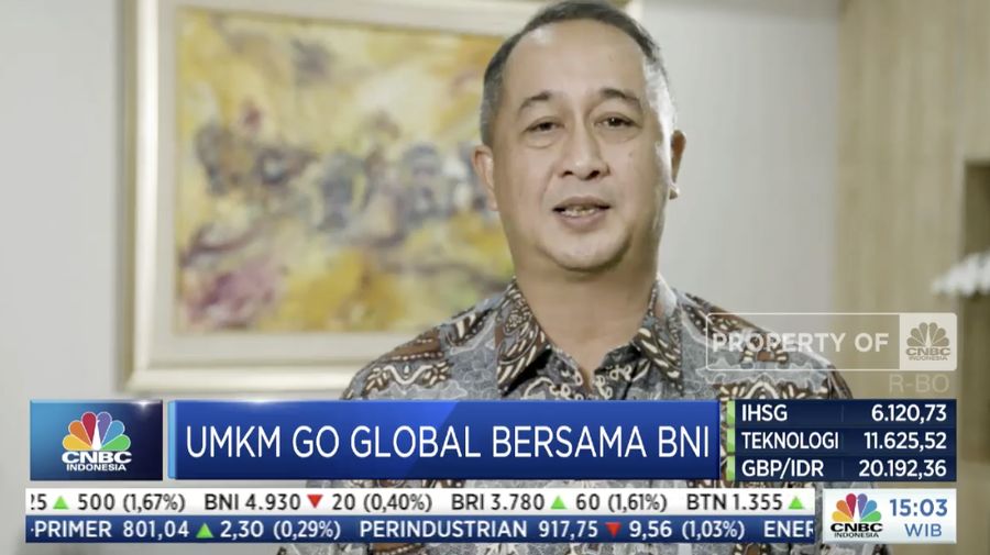 Direktur Utama BNI Royke Tumilaar dalam acara UMKM Go Global Bersama BNI. (Dok: Tangkapan layar CNBC Indonesia TV)