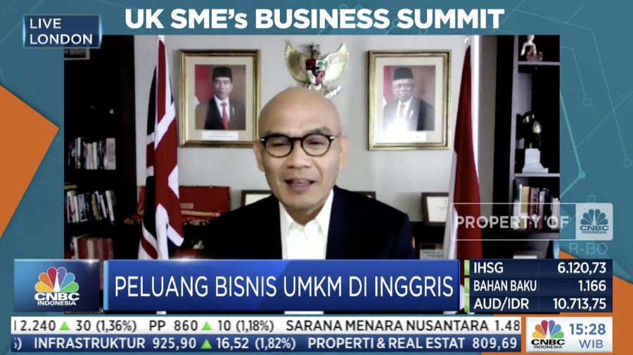 Dubes RI Untuk Inggris Desra Percaya dalam acara UMKM Go Global Bersama BNI. (Dok: Tangkapan layar CNBC Indonesia TV)