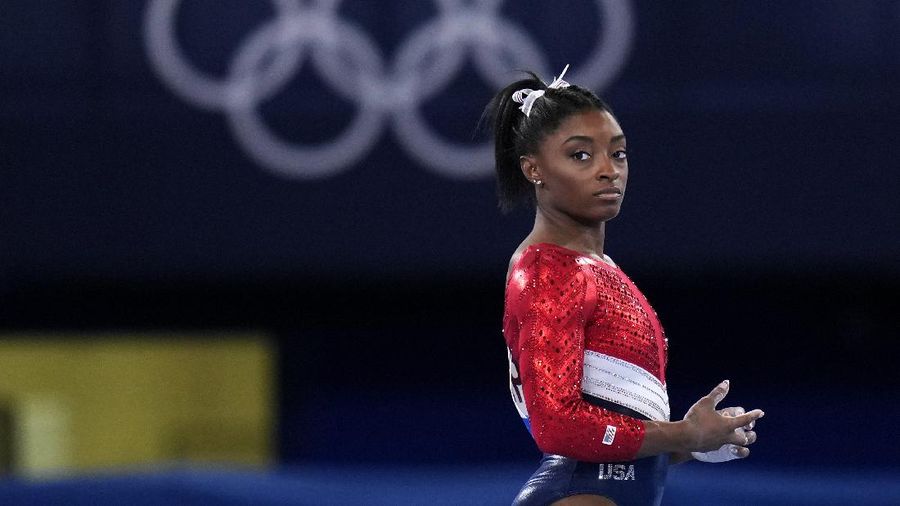 Simone Biles di ajang Olimpade Tokyo 2020. (AP/Gregory Bull)