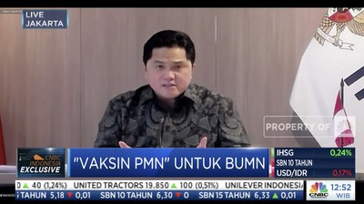 Erick Tohir dalam acara CNBC Indonesia Eksklusif. (Tangkapan layar CNBC IndonesiaTV) Erick Tohir dalam acara CNBC Indonesia Eksklusif. (Tangkapan layar CNBC IndonesiaTV)
