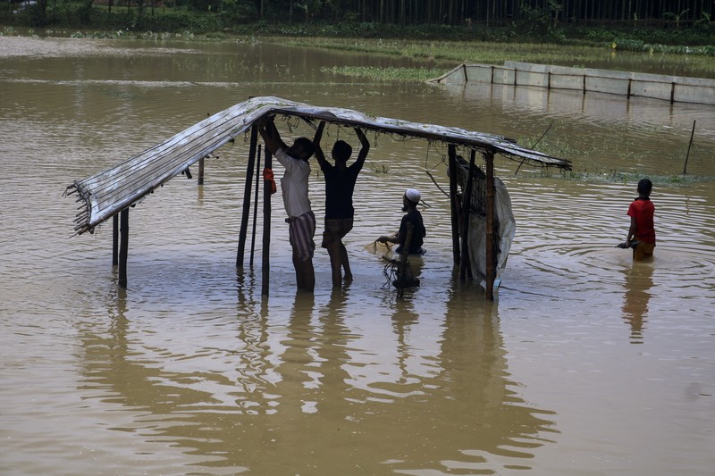 Bangladesh Rohingya Refugees A view of inundated shelters following heavy rains at the Rohingya refugee camp in Kutupalong, Bangladesh, Wednesday, July 28, 2021. Days of heavy rains have brought thousands of shelters in various Rohingya refugee camps in Southern Bangladesh under water, rendering thousands of refugees homeless. (AP Photo/ Shafiqur Rahman)
