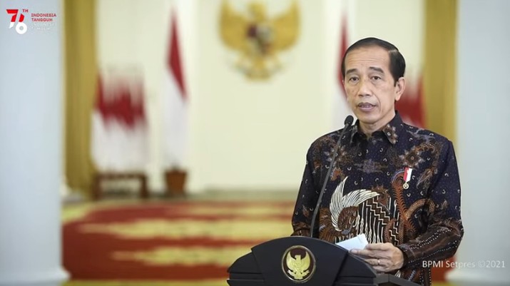 Pernyataan Presiden Joko Widodo terkait Perkembangan Terkini PPKM, Senin (2/8/2021). (Tangkapan Layar Youtube Sekretariat Presiden)