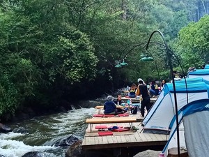Pineus Tilu, Wisata Alam dan Camping di Tepi Sungai Hutan Pinus Bandung