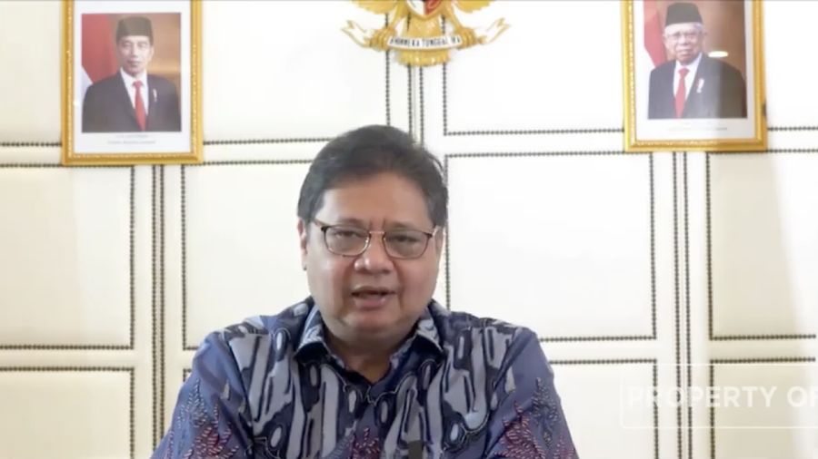 Menko Perekonomian Airlangga Hartarto dalam acara Food and Agriculture Summit 2021 (CNBC Indonesia)
