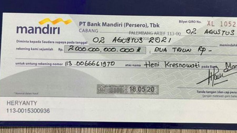 Gambar bilyet atas nama Heryanty, dari keluaga mendiang Akidi Tio, yang beredar di publik/foto: Istimewa