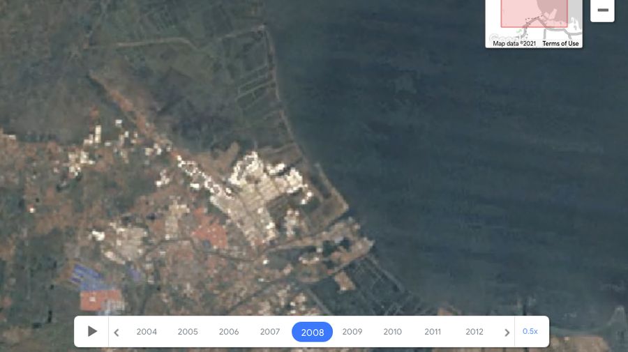 Tangkapan Layar Google Earth Kawasan Dadap, Tangerang, Banten pada Tahun 2008. (Tangkapan Layar Google Earth)