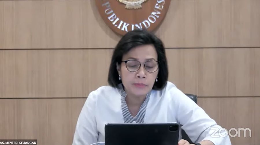 Menteri Keuangan Sri Mulyani memberikan keterangan pers Konferensi Pers Pertumbuhan Ekonomi Indonesia Triwulan II-2021 (Tangkapan Layar Youtube Perekonomian RI)