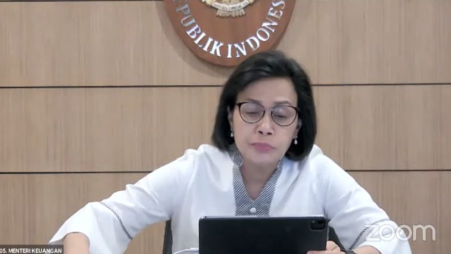 Menteri Keuangan Sri Mulyani memberikan keterangan pers Konferensi Pers Pertumbuhan Ekonomi Indonesia Triwulan II-2021 (Tangkapan Layar Youtube Perekonomian RI)