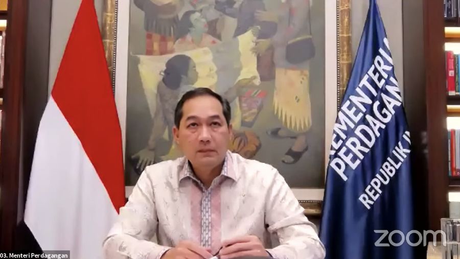 Menteri Perdagangan (Mendag), M. lutfi saat Konferensi Pers Pertumbuhan Ekonomi Indonesia Triwulan II-2021 (Tangkapan Layar Youtube Sekretariat Presiden)