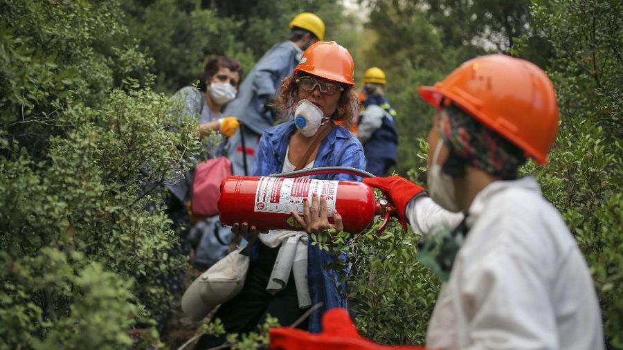 Turkish volunteers head to fight wildfires in Turgut village, near tourist resort of Marmaris, Mugla, Turkey, Wednesday, Aug. 4, 2021. As Turkish fire crews pressed ahead Tuesday with their weeklong battle against blazes tearing through forests and villages on the country's southern coast, President Recep Tayyip Erdogan's government faced increased criticism over its apparent poor response and inadequate preparedness for large-scale wildfires.(AP Photo/Emre Tazegul)