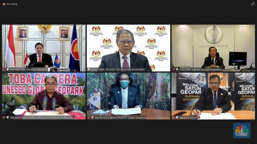 Airlangga menghadiri Pertemuan Tingkat Menteri IMT-GT ke-27 secara virtual.