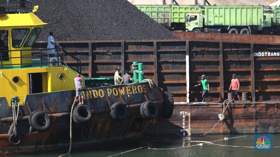 Kapal tongkang Batu Bara (CNBC Indonesia/Tri Susilo)