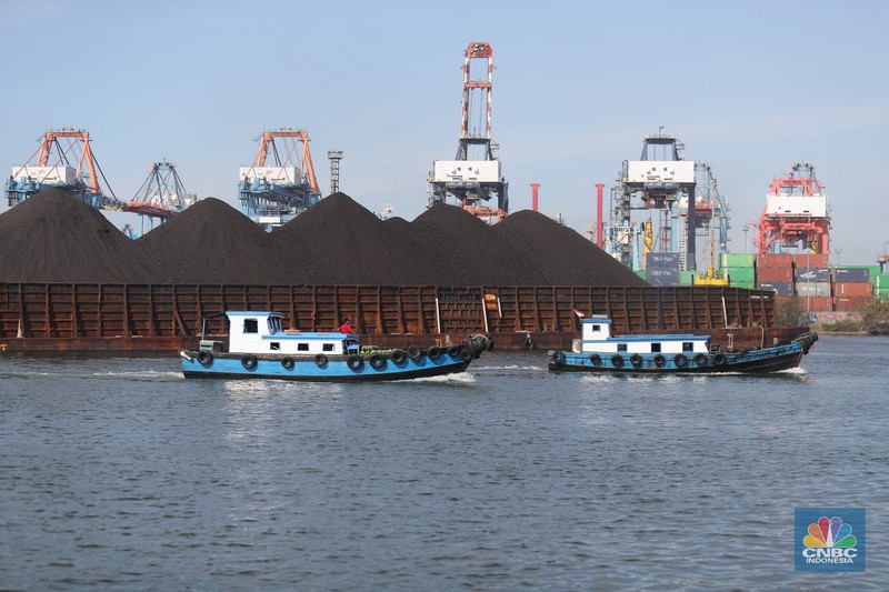 Kapal tongkang Batu Bara (CNBC Indonesia/Tri Susilo)