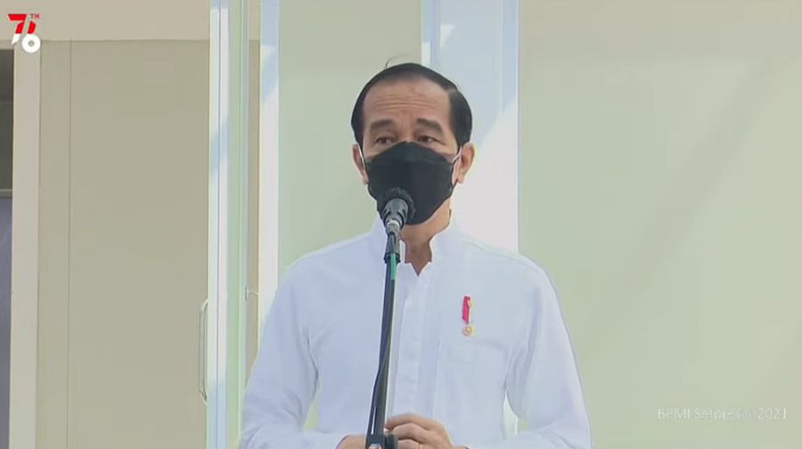 Presiden Joko Widodo Meresmikan Rumah Sakit Modular Pertamina Tanjung Duren, Jakarta, 6 Agustus 2021. (Tangkapan Layar youtube @seketariat Presiden)