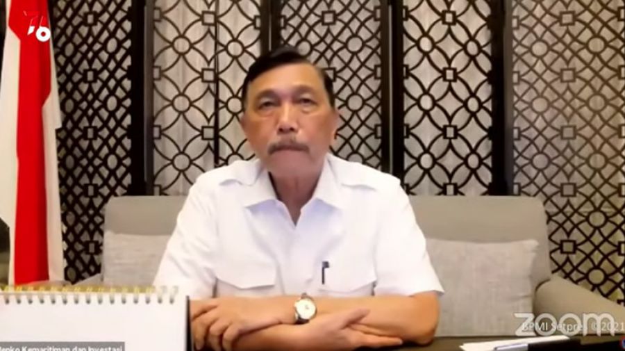 Menko Marves Luhut B. Pandjaitan Saat Evaluasi dan Penerapan PPKM.  (Tangkapan Layar Youtube Sekretariat Presiden)