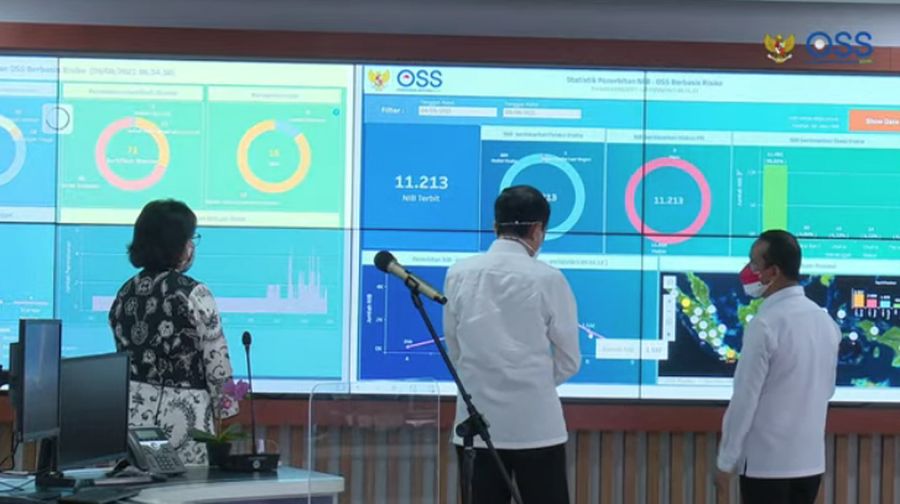 Presiden Joko Widodo Meresmikan Peluncuran Sistem Online Single Submission (OSS) Berbasis Risiko. (Tangkapan Layar Youtube BKPM TV - Invest Indonesia)