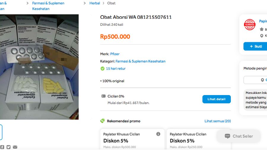 Obat aborsi Blibli.com