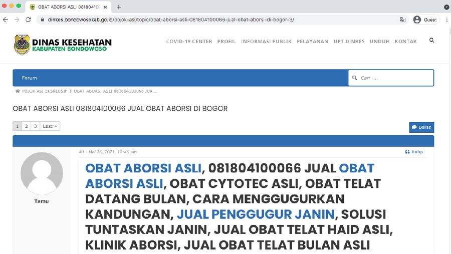 Penjualan Obat Aborsi (Tangkapan Layar)
