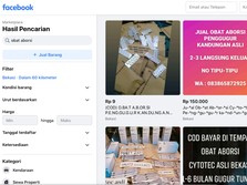 Kacau! Marketplace Facebook Jadi Tempat Jualan Obat Aborsi