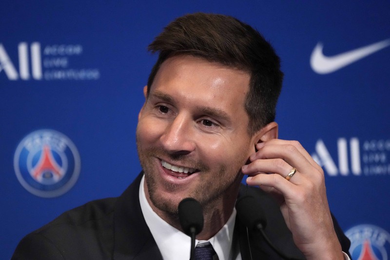 Pemain Paris Saint-Germain (PSG), Lionel Messi. (AP/Francois Mori) Pemain Paris Saint-Germain (PSG), Lionel Messi. (AP/Francois Mori)