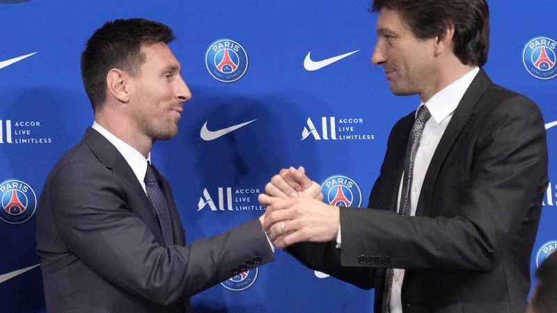 Pemain Paris Saint-Germain (PSG), Lionel Messi. (AP/Francois Mori)