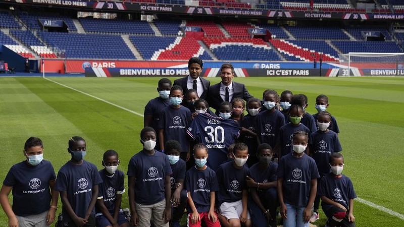 Pemain Paris Saint-Germain (PSG), Lionel Messi. (AP/Francois Mori)