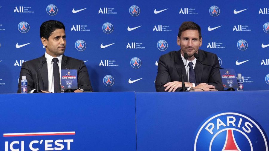 Pemain Paris Saint-Germain (PSG), Lionel Messi. (AP/Francois Mori)