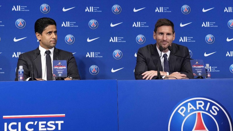 Pemain Paris Saint-Germain (PSG), Lionel Messi. (AP/Francois Mori)