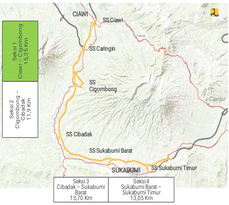 Tol Ciawi-Sukabumi Seksi 2 ruas Cigombong - Cibadak sepanjang 11,9 km. (Biro Kementerian PUPR)