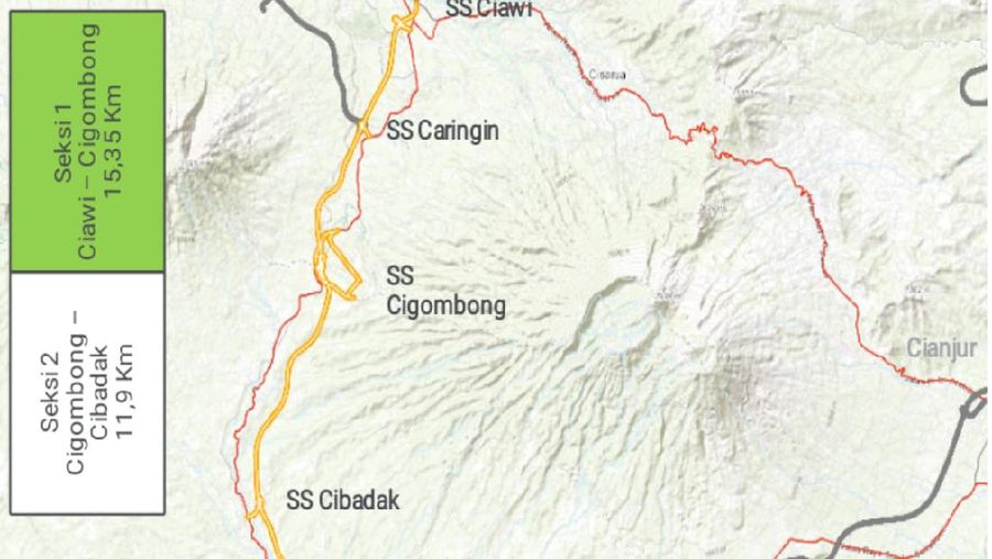 Tol Ciawi-Sukabumi Seksi 2 ruas Cigombong - Cibadak sepanjang 11,9 km. (Biro Kementerian PUPR)