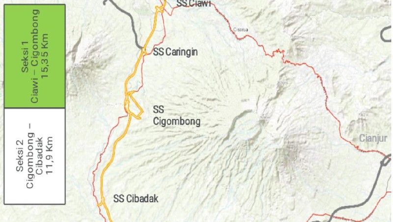 Tol Ciawi-Sukabumi Seksi 2 ruas Cigombong - Cibadak sepanjang 11,9 km. (Biro Kementerian PUPR)