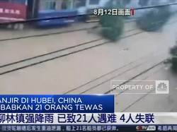 Banjir di Hubei, China Sebabkan 21 Orang Tewas