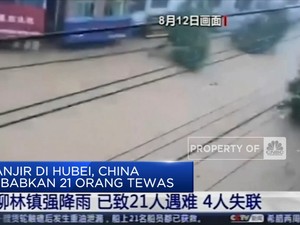 Banjir di Hubei, China Sebabkan 21 Orang Tewas
