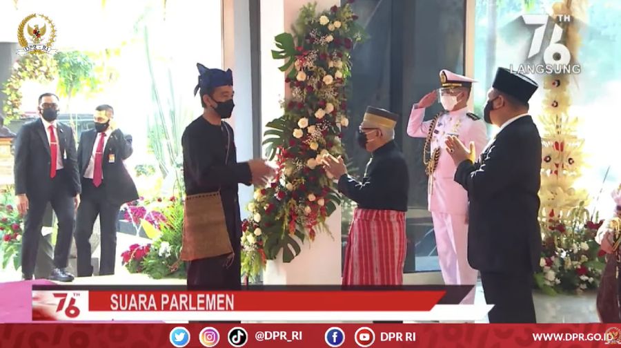 Presiden Jokowi tiba dikomplek Gedung DPR/MPR/DPD RI. (Tangkapan layar youtube DPR RI)