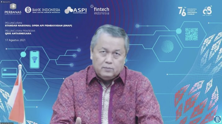 Gubernur BI, Perry Warjiyo di Peluncuran Standar Nasional Open API Pembayaran & Pra Resmi QRIS Antarnegara Gubernur BI, Perry Warjiyo di Peluncuran Standar Nasional Open API Pembayaran & Pra Resmi QRIS Antarnegara