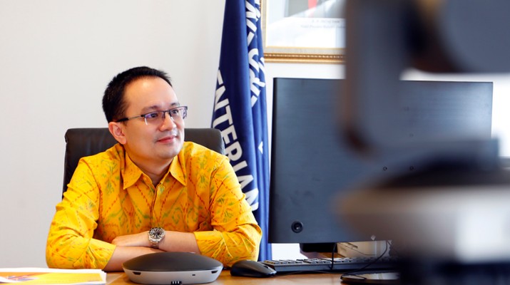 Wakil Menteri Perdagangan, Jerry Sambuaga menjadi narasumber pada Web Seminar (Webinar) I’M GenZ ke-7, dengan tema “Extra Ordinary Policy Perdagangan Indonesia” di Jakarta, Senin (13 Juli)/dok Kemendag