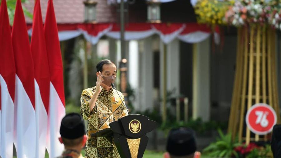 Foto/ Momen Jokowi Megawati dalam acara Purnapaskibraka tahun 2021 di halaman Istana Merdeka/ Kris - Biro Pers Sekretariat Presiden